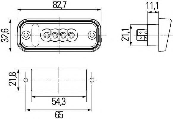 Lanterna da luz de fundo de matrícula traseira HELLA 2KA010278311
