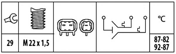 Sensor de temperatura do fluido de esfriamento (de ativação de ventilador do radiador) 38090 FAE