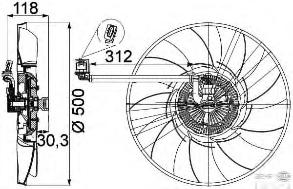 PGG500360 Land Rover Ventilador elétrico de esfriamento montado (motor + roda de aletas)