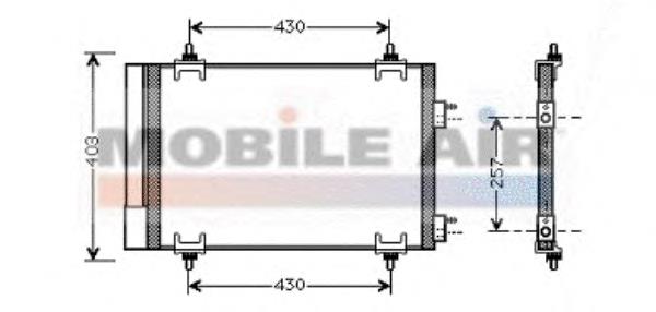 09005230 VAN Wezel Radiador de aparelho de ar condicionado