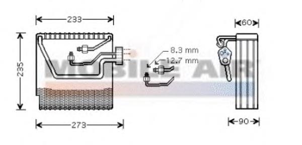  Vaporizador de aparelho de ar condicionado Volvo S40 I sedan (VS) (1995 - 2003) I