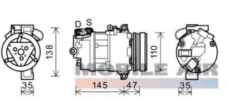 Compressor de aparelho de ar condicionado 64529182798 BMW