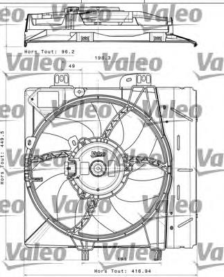 Difusor do radiador de esfriamento, montado com motor e roda de aletas Peugeot/Citroen 965380408001