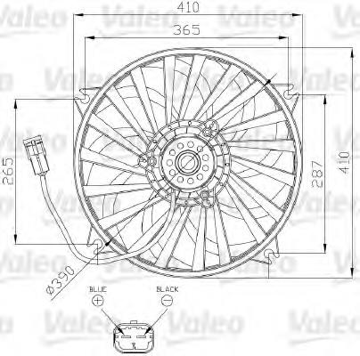Ventilador elétrico de esfriamento montado (motor + roda de aletas) esquerdo 00001253Q8 Peugeot/Citroen