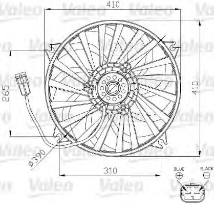 1250G4 Peugeot/Citroen Ventilador elétrico de esfriamento montado (motor + roda de aletas)