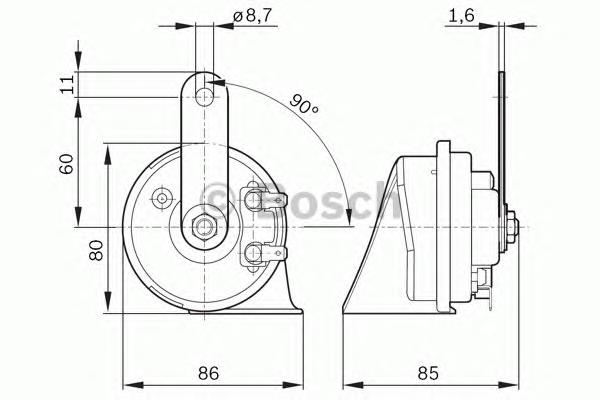 Sinal sonoro (cláxon) Bosch 9320335007