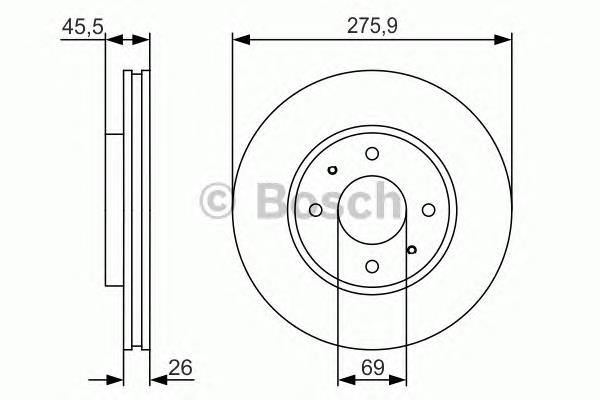 Disco do freio dianteiro 0986479R94 Bosch