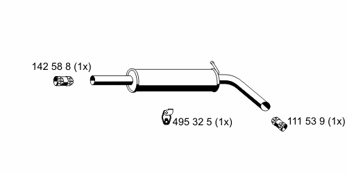 Silenciador, parte central VAG 6Q0253209J