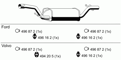 Silenciador, parte traseira 1329718 Ford