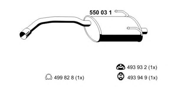 Silenciador, parte traseira 1692911 Ford