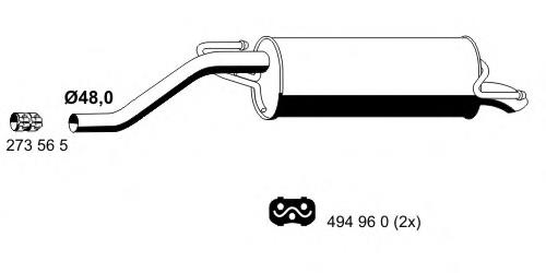 Silenciador, parte traseira 185189 Bosal