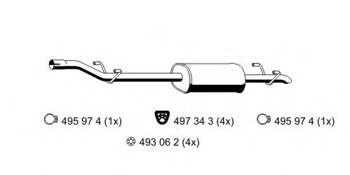 Silenciador, parte central A9014903019 Mercedes