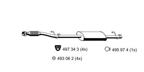 Silenciador, parte central Mercedes A9014901319