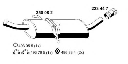 Silenciador, parte central Mercedes A1694901022 preço, a partir de 102,66 USD