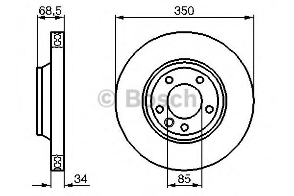Disco do freio dianteiro 7L6615302K VAG