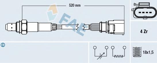 Sonda lambda, sensor de oxigênio até o catalisador 99061818801 Vika