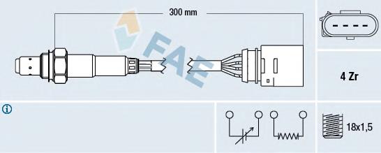 77435 FAE Sonda lambda, sensor de oxigênio depois de catalisador