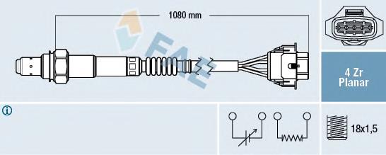 Sonda lambda, sensor de oxigênio até o catalisador 855378 Opel