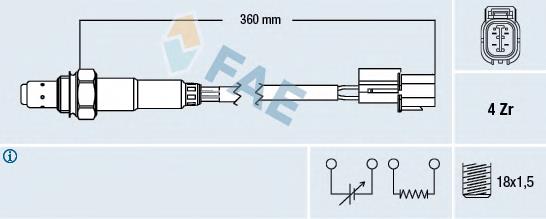 77375 FAE Sonda lambda, sensor de oxigênio até o catalisador