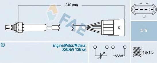 77300 FAE Sonda lambda, sensor de oxigênio