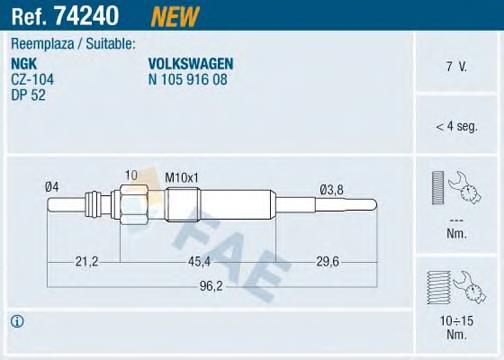 N10591604 VAG Vela de incandescência