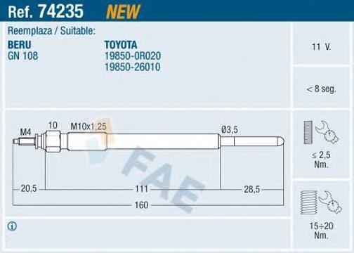 Vela de incandescência Toyota 198500R022 preço, a partir de 32,59 USD