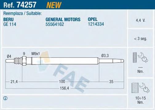 Vela de incandescência 68147404AA Fiat/Alfa/Lancia