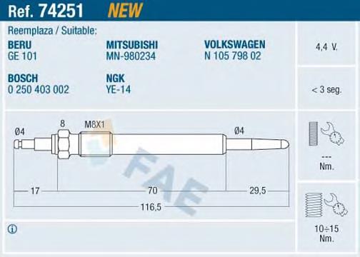 Vela de incandescência HKT PM405