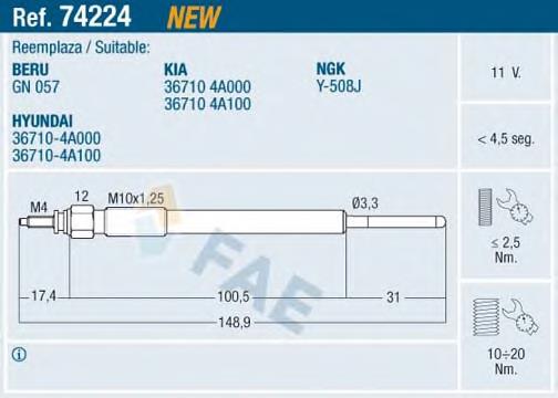 Vela de incandescência Hyundai/Kia 367104A100 preço, a partir de 10,14 USD