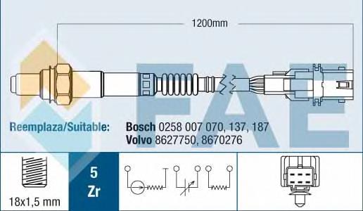 Sonda lambda, sensor de oxigênio até o catalisador Volvo 9487147