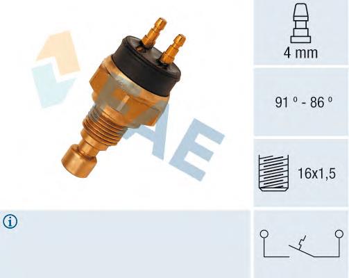 37450 FAE Sensor de temperatura do fluido de esfriamento (de ativação de ventilador do radiador)