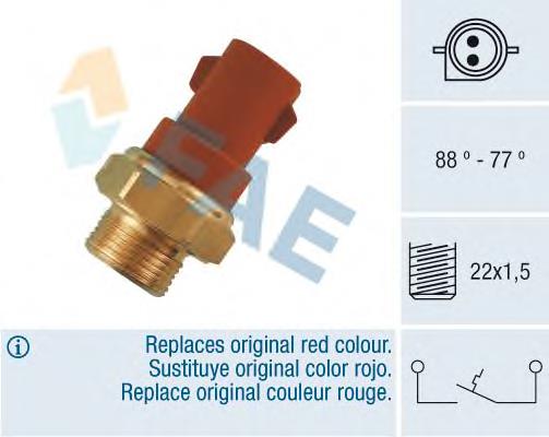 37230 FAE Sensor de temperatura do fluido de esfriamento (de ativação de ventilador do radiador)