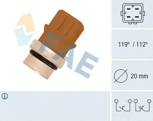 35580 FAE Sensor de temperatura do fluido de esfriamento (de ativação de ventilador do radiador)