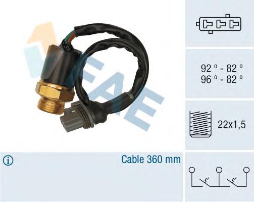 37870 FAE Sensor de temperatura do fluido de esfriamento (de ativação de ventilador do radiador)