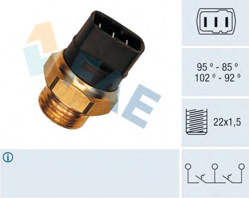 Sensor de temperatura do fluido de esfriamento (de ativação de ventilador do radiador) VAG 95160648100