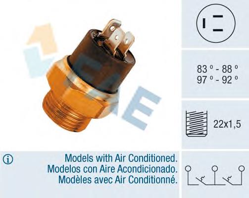 37850 FAE Sensor de temperatura do fluido de esfriamento (de ativação de ventilador do radiador)