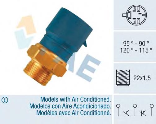 38235 FAE Sensor de temperatura do fluido de esfriamento (de ativação de ventilador do radiador)