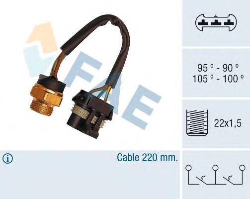 38050 FAE Sensor de temperatura do fluido de esfriamento (de ativação de ventilador do radiador)
