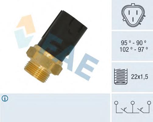 38185 FAE Sensor de temperatura do fluido de esfriamento (de ativação de ventilador do radiador)
