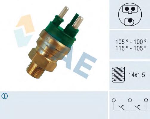 38130 FAE Sensor de temperatura do fluido de esfriamento (de ativação de ventilador do radiador)
