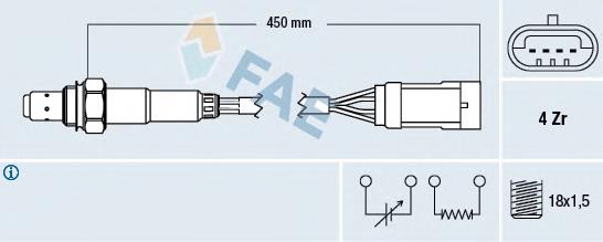 77207 FAE Sonda lambda, sensor de oxigênio