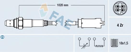 77238 FAE Sonda lambda, sensor de oxigênio depois de catalisador