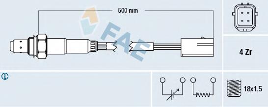 77255 FAE Sonda lambda, sensor de oxigênio até o catalisador