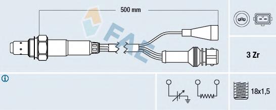 77105 FAE Sonda lambda, sensor de oxigênio