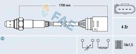 77147 FAE Sonda lambda, sensor de oxigênio depois de catalisador
