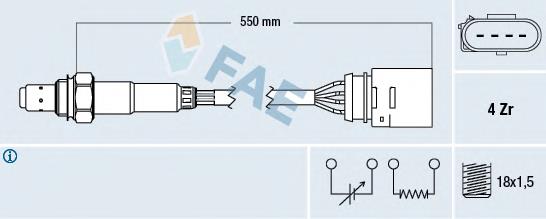 77150 FAE Sonda lambda, sensor de oxigênio depois de catalisador