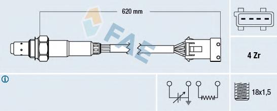 77166 FAE Sonda lambda, sensor de oxigênio depois de catalisador