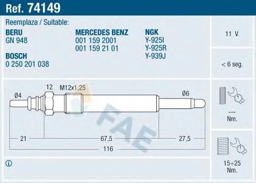 74149 FAE Vela de incandescência