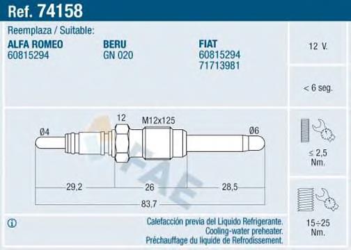 Compre 345184 VALEO Vela de aquecimento do fluido de esfriamento