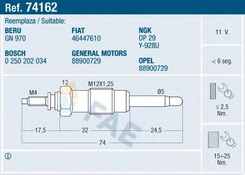 Compre 46447610 Fiat/Alfa/Lancia Vela de incandescência